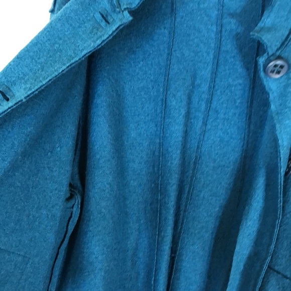 COLDWATER CREEK Teal Boiled Wool Blend Button Front Coat Jacket Size XL - Picture 3 of 16